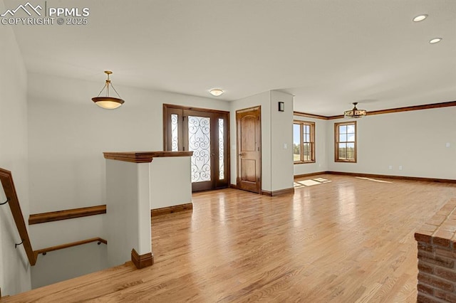 14060 Black Forest Rd, Colorado Springs, CO 80908 - foyer with ceiling fan, baseboards, wood finished floors, and recessed lighting