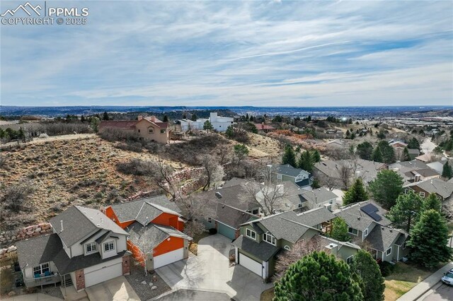 bird's eye view with a residential view