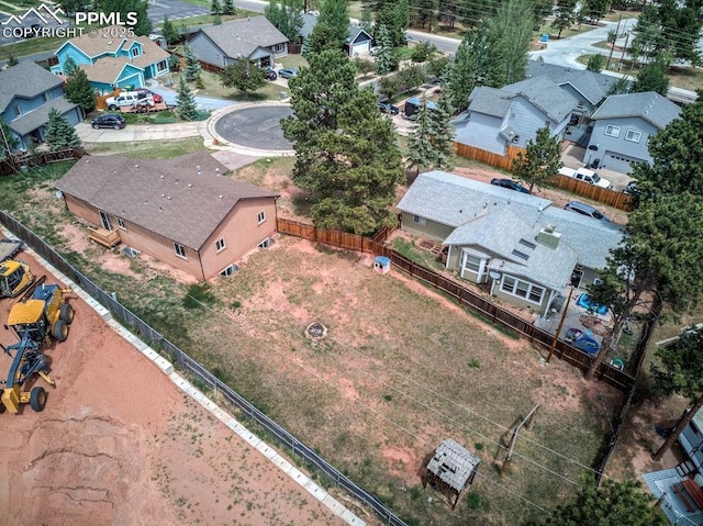 bird's eye view with a residential view