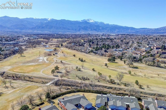 drone / aerial view with a mountain view and a residential view