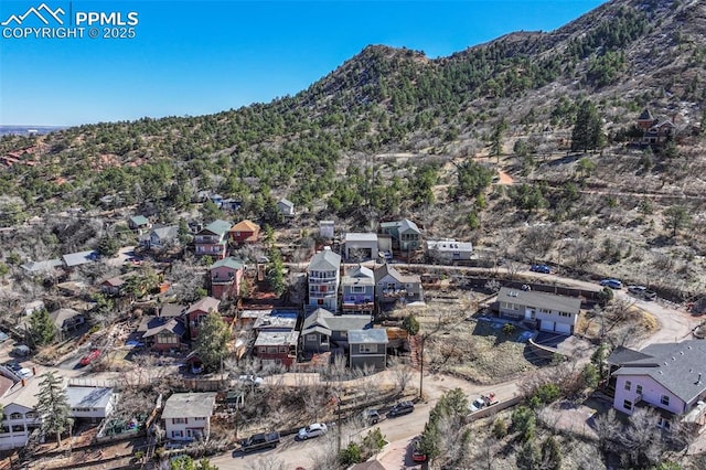 bird's eye view with a mountain view and a residential view