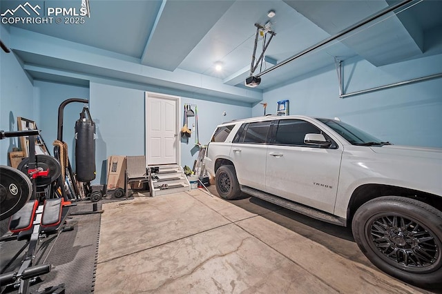 garage with a garage door opener
