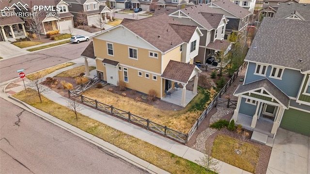 birds eye view of property featuring a residential view