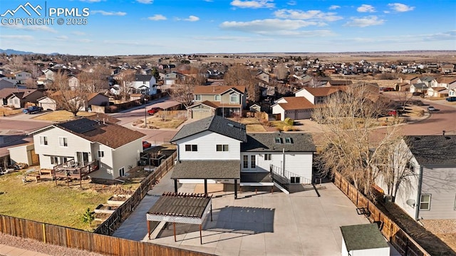 aerial view with a residential view