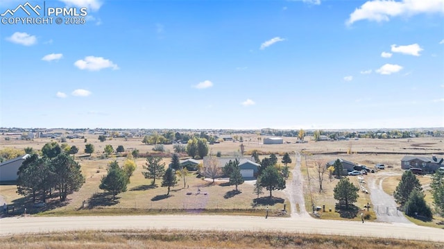 aerial view featuring a rural view