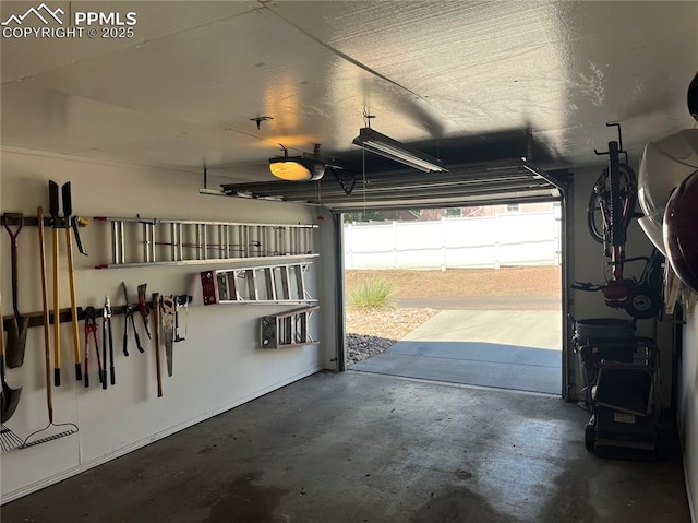 garage with a garage door opener