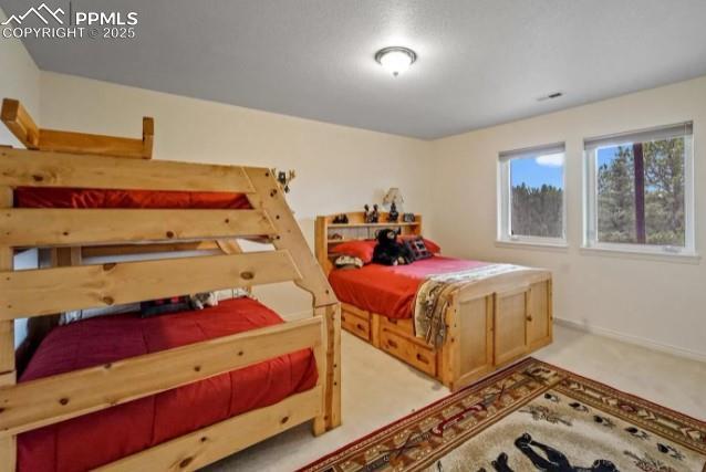 bedroom with baseboards and carpet floors