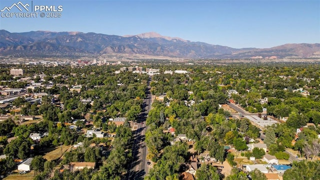 aerial view with a mountain view