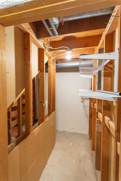 view of unfinished basement
