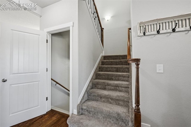 8040 Barraport Dr, Colorado Springs, CO 80908 - stairs featuring baseboards and wood finished floors