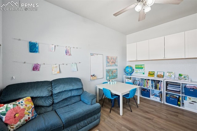 8040 Barraport Dr, Colorado Springs, CO 80908 - playroom with ceiling fan and wood finished floors