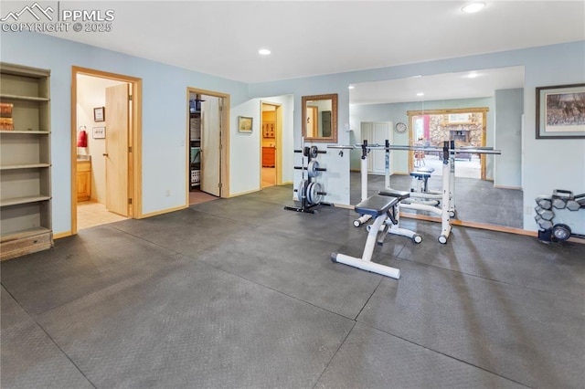 266 University Dr, Woodland Park, CO 80863 - workout area with recessed lighting and baseboards
