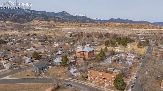 bird's eye view featuring a mountain view