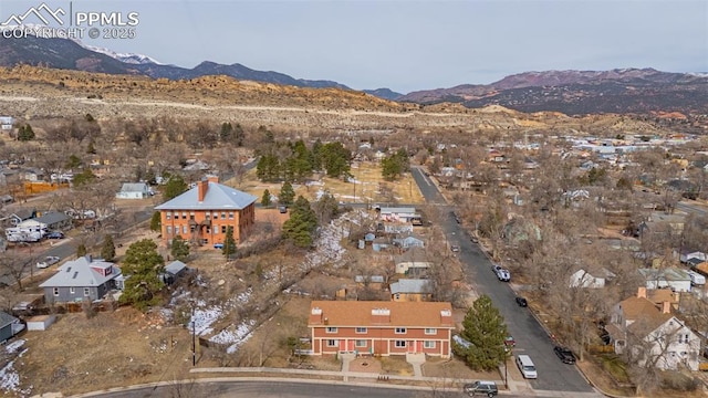 aerial view with a mountain view