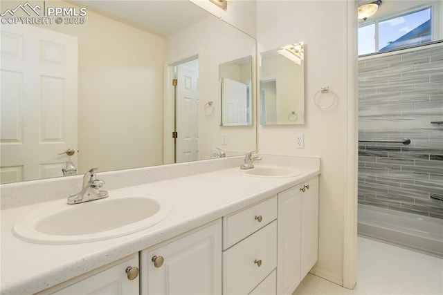 4730 Jenson Ln, Colorado Springs, CO 80922 - full bath with double vanity and a tile shower