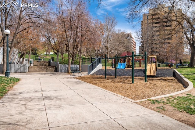 community play area with fence