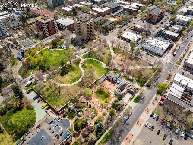 bird's eye view featuring a city view