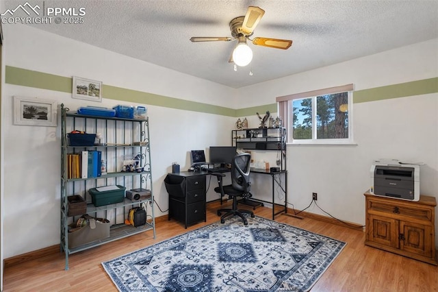 6770 Gun Club Trl, Colorado Springs, CO 80908 - office space featuring ceiling fan, baseboards, a textured ceiling, and wood finished floors
