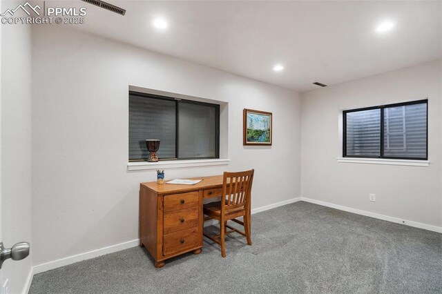 6770 Gun Club Trl, Colorado Springs, CO 80908 - carpeted office space featuring recessed lighting, visible vents, and baseboards