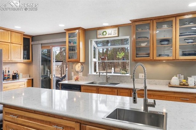 6770 Gun Club Trl, Colorado Springs, CO 80908 - kitchen with a sink, dishwasher, and brown cabinetry