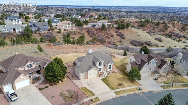 drone / aerial view with a residential view