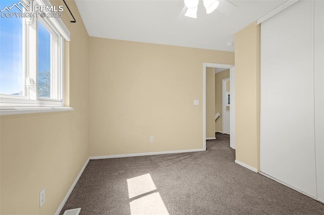 3781 Red Cedar Dr, Colorado Springs, CO 80906 - empty room with baseboards, a ceiling fan, and carpet flooring