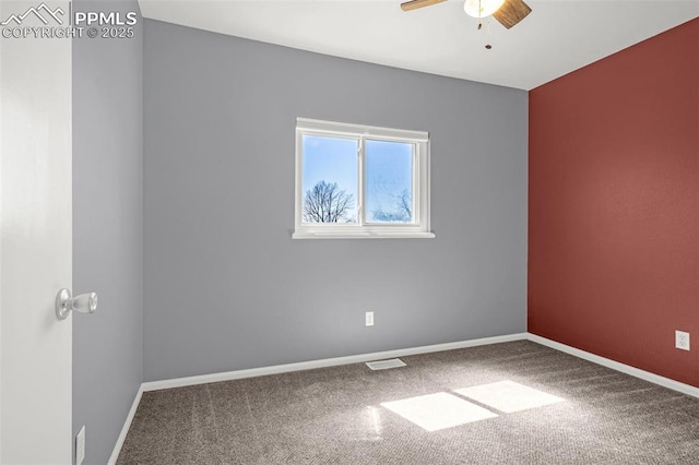 3781 Red Cedar Dr, Colorado Springs, CO 80906 - carpeted spare room with ceiling fan, visible vents, and baseboards