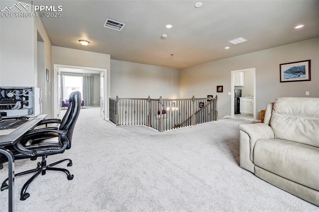 10790 Rolling Peaks Dr, Peyton, CO 80831 - carpeted home office with visible vents and recessed lighting