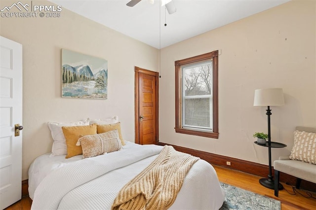 2721 W Bijou St, Colorado Springs, CO 80904 - bedroom featuring wood finished floors, baseboards, and ceiling fan