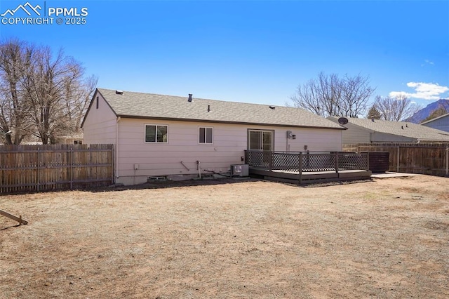 2118 S El Paso Ave, Colorado Springs, CO 80905 - back of property with a fenced backyard, cooling unit, and a deck