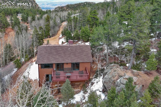 5865 Waterfall Loop, Manitou Springs, CO 80829 - birds eye view of property with a forest view