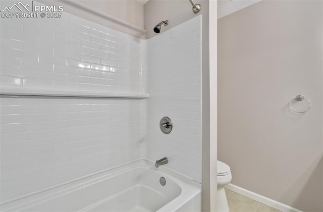 5865 Waterfall Loop, Manitou Springs, CO 80829 - bathroom with toilet, shower / bathtub combination, tile patterned floors, and baseboards