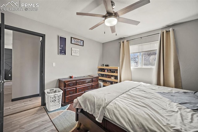2219 Sonoma Dr, Colorado Springs, CO 80910 - bedroom featuring wood finished floors and a ceiling fan