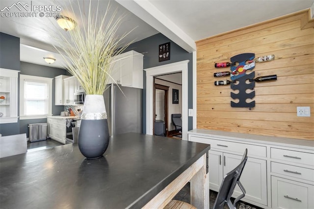 interior space with wooden walls