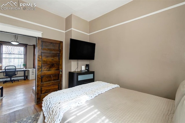 bedroom with wood-type flooring