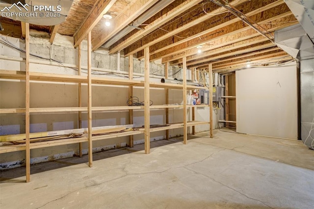 view of unfinished basement