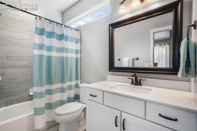 16224 Sunrise Glory Ln, Monument, CO 80132 - bathroom featuring shower / bath combo, vanity, and toilet
