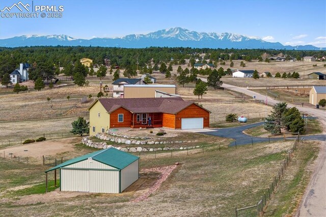 13255 Woodlake Rd, Elbert, CO 80106 - birds eye view of property featuring a mountain view