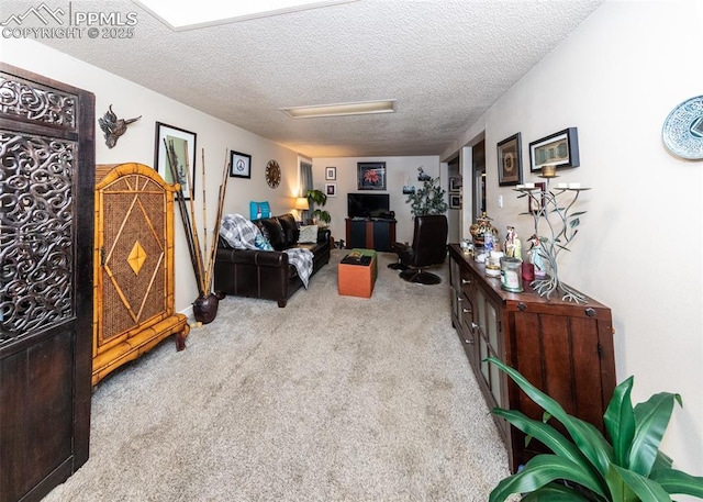 2914 Del Mar Cir, Colorado Springs, CO 80910 - living area with carpet flooring and a textured ceiling