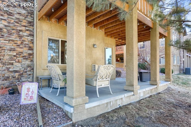 view of patio / terrace featuring central AC unit