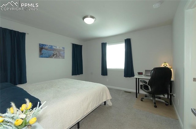 bedroom featuring baseboards and carpet floors