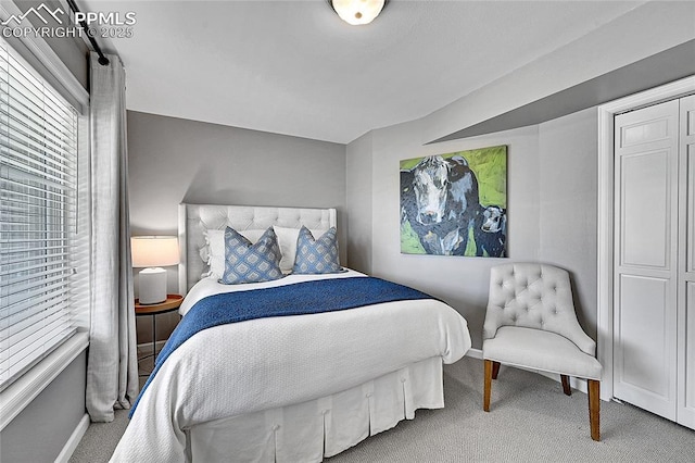 bedroom featuring carpet flooring and baseboards