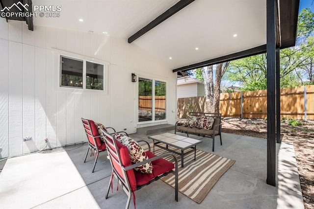 1021 Pioneer Ln, Colorado Springs, CO 80904 - view of patio / terrace with fence and an outdoor hangout area