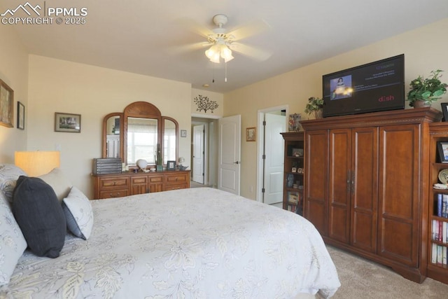 17035 Herring Rd, Colorado Springs, CO 80908 - bedroom with ceiling fan and light carpet