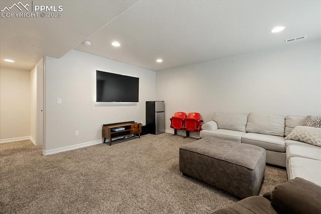 13424 Stone Valley Dr, Peyton, CO 80831 - carpeted living room with visible vents, baseboards, and recessed lighting