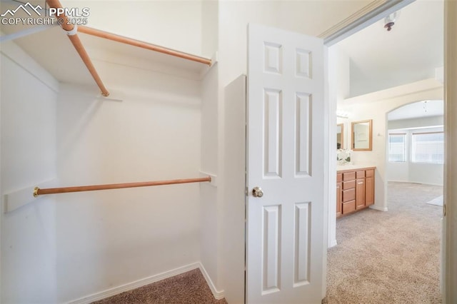 3841 Sonoran Dr, Colorado Springs, CO 80922 - spacious closet with arched walkways and light colored carpet