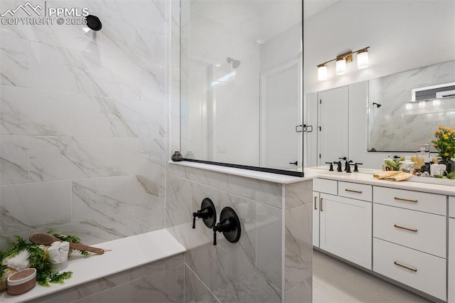 6678 Thimble Ct, Colorado Springs, CO 80924 - full bathroom with a marble finish shower and vanity