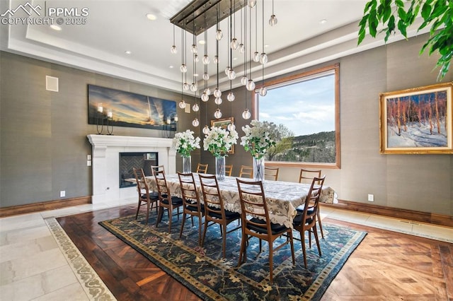 3870 S Club Dr, Colorado Springs, CO 80906 - dining space featuring recessed lighting, a high end fireplace, and baseboards