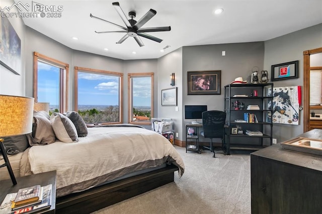 3870 S Club Dr, Colorado Springs, CO 80906 - bedroom with recessed lighting, visible vents, multiple windows, and carpet floors