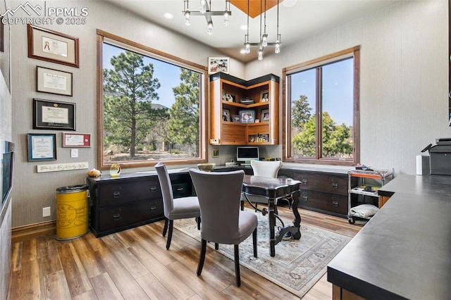 3870 S Club Dr, Colorado Springs, CO 80906 - office with a chandelier and light wood-type flooring